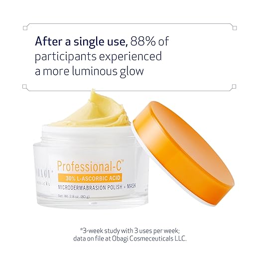 Obagi Professional-C Microdermabrasion Polish + Mask exfoliates and brightens for a smoother, radiant-looking complexion.