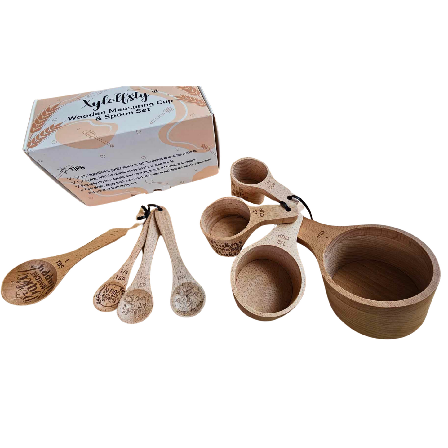 Wooden Measuring Cup and Spoon Set