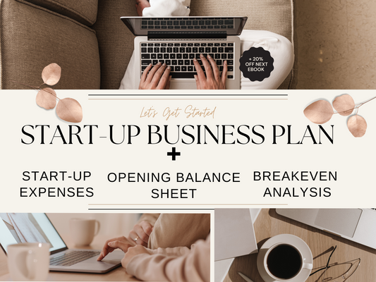 Business Plan for Start-Up Company Printable Template, Small Business, StartUp Expenses, Opening Balance Sheet, Breakeven Analysis, Workbook