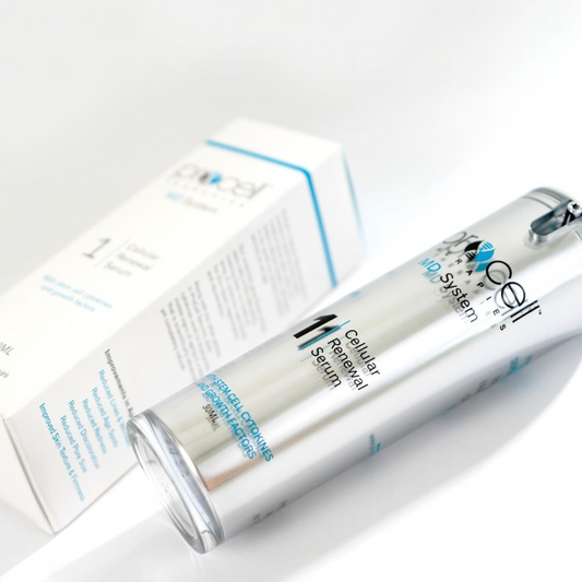 MD Aftercare Step 1: Cellular Renewal Serum is the initial step in Procell Therapies' two-step skin rejuvenation system.