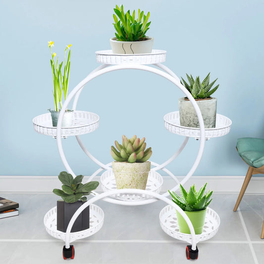 6-Pot Circle Metal Plant Stand | Indoor or Outdoor