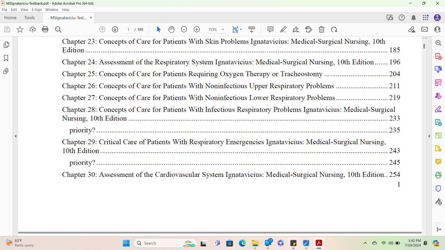 Medical-Surgical Nursing Test Bank: Concepts for Interprofessional Collaborative Care 10th Ed