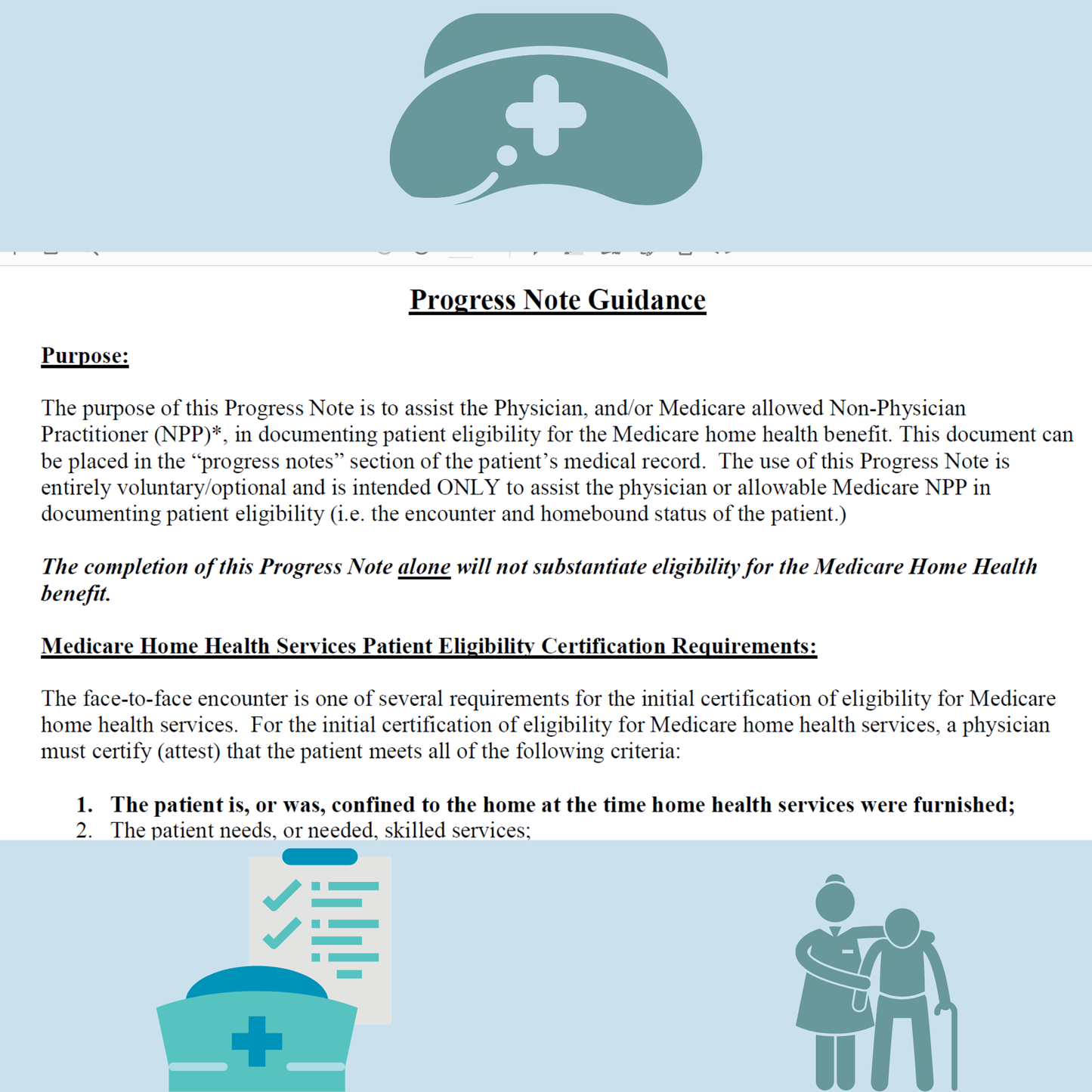 Home Health Nursing Progress Note Template – OASIS Nurse