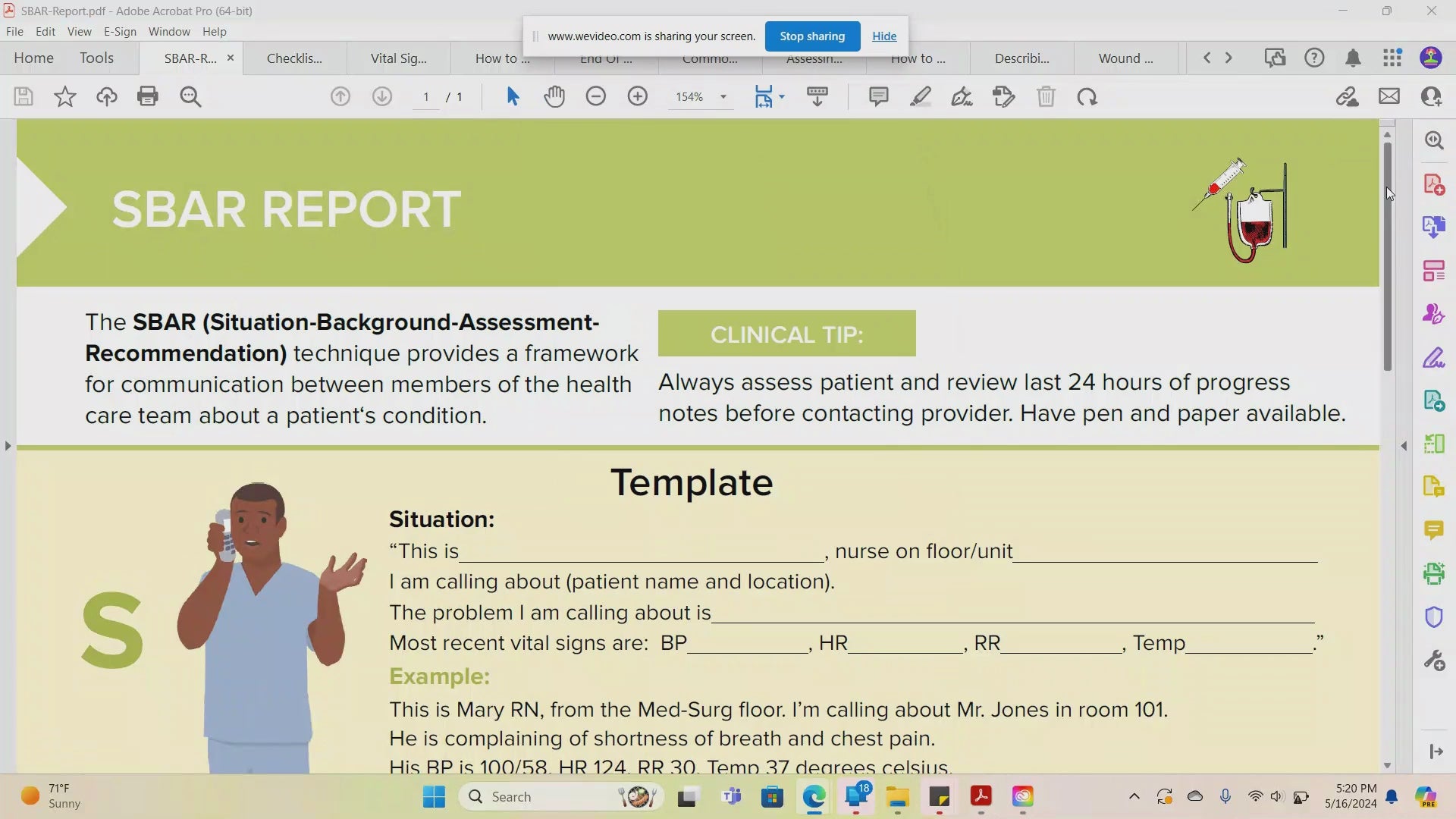 nurse report notes
