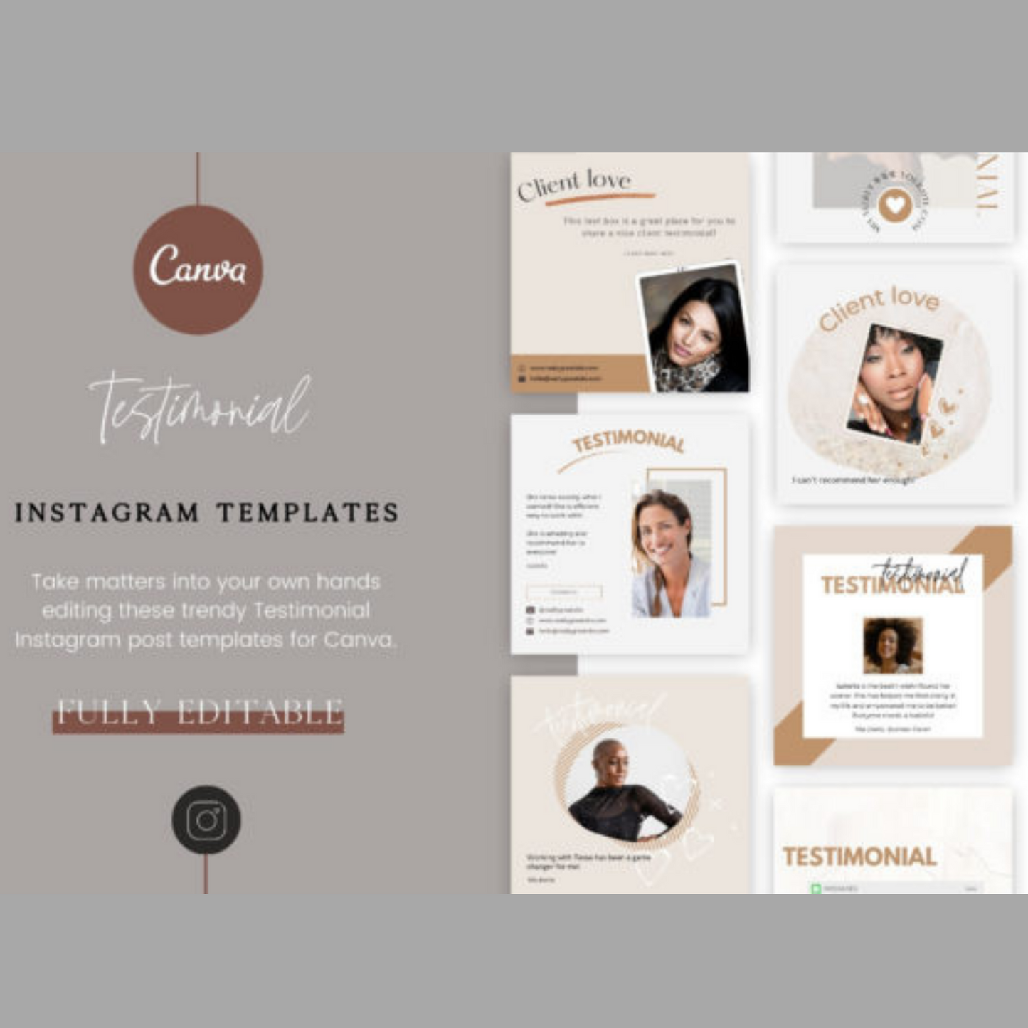 Client Testimonial Posts Templates | Entrepreneur Social Media Posts. Use Canva | Instagram Posts| Real Estate Customer Reviews | Marketing