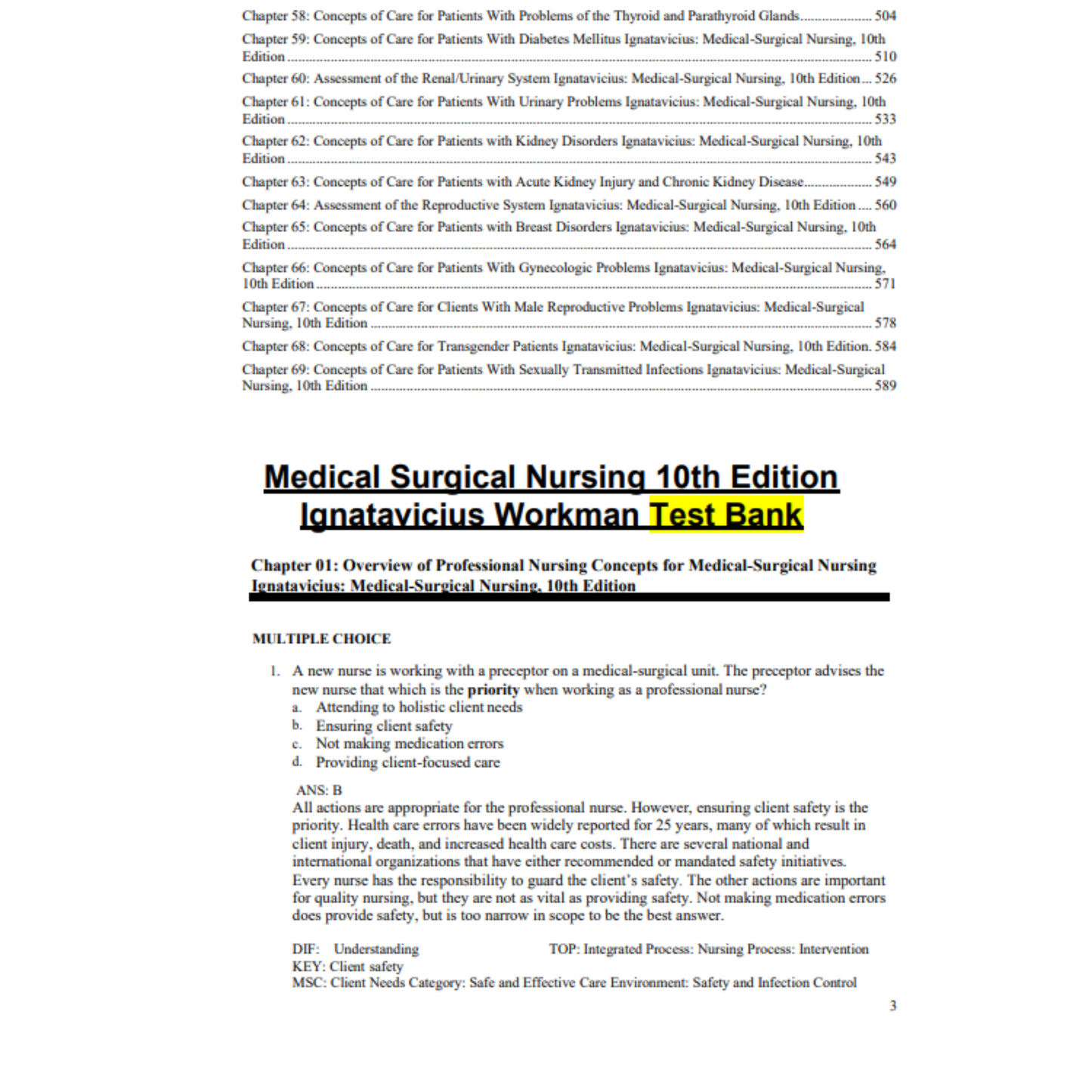 Medical-Surgical Nursing: Concepts for Interprofessional Collaborative Care 10th Edition TEST BANK