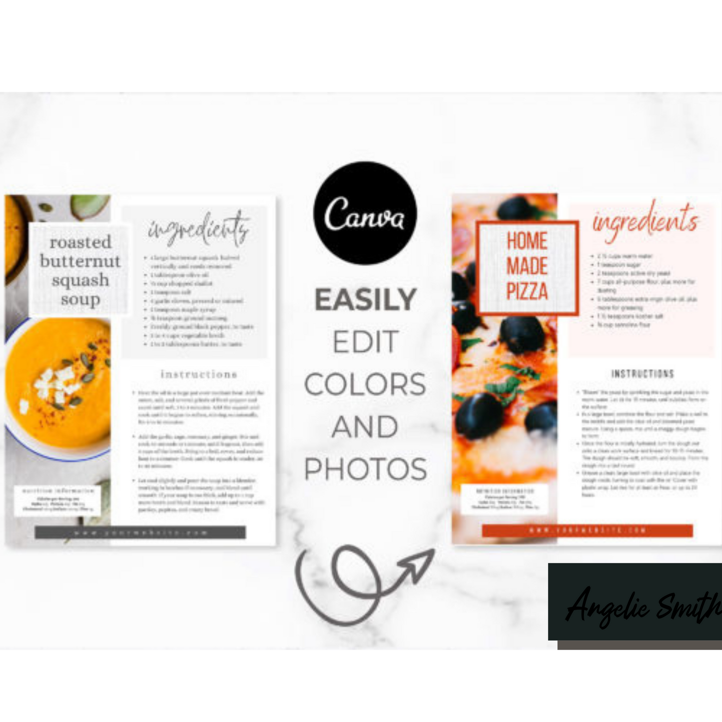 Recipe eBook Template for Canva, Delicious Meals in 25 pages