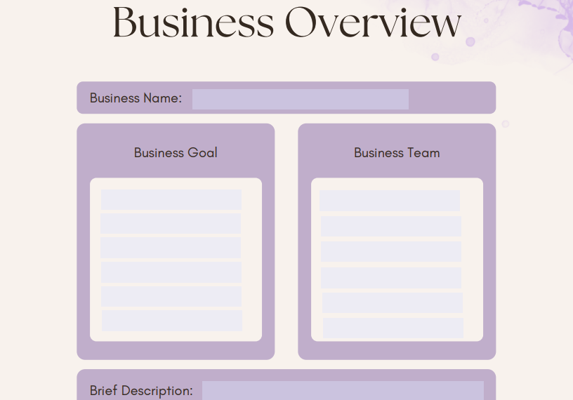 Business Plan + Financial Statement + Marketing + Business Overview Templates in PDF Printable Canva Small Business