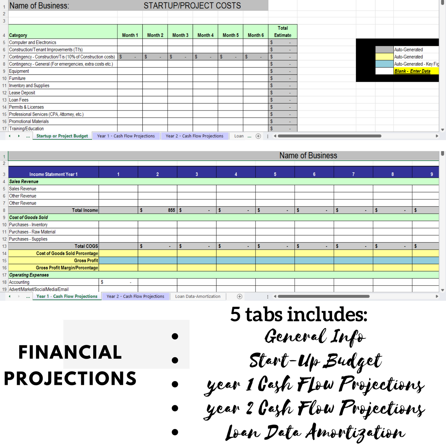 Business Plan + Financial Statement + Marketing + Business Overview Templates in PDF Printable Canva Small Business