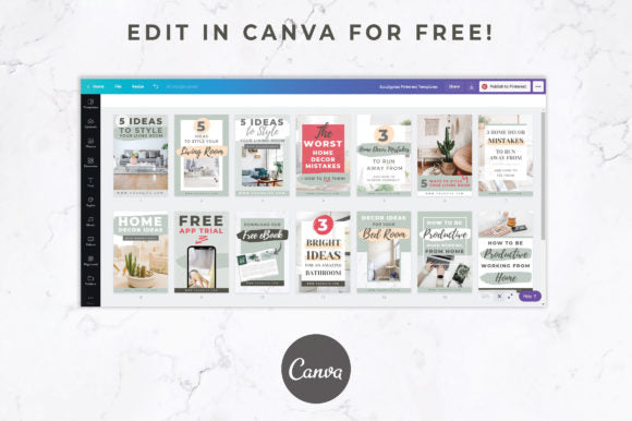 Pinterest Pin Beautiful Templates for Canva Editable Files 20 pages Premade Pinterest Pins. Personal or Professional Unlimited Use.