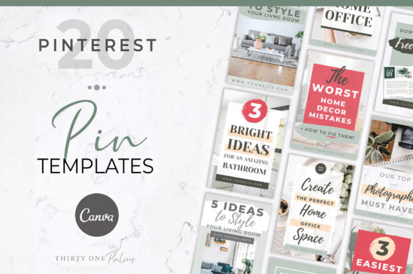 Pinterest Pin Beautiful Templates for Canva Editable Files 20 pages Premade Pinterest Pins. Personal or Professional Unlimited Use.