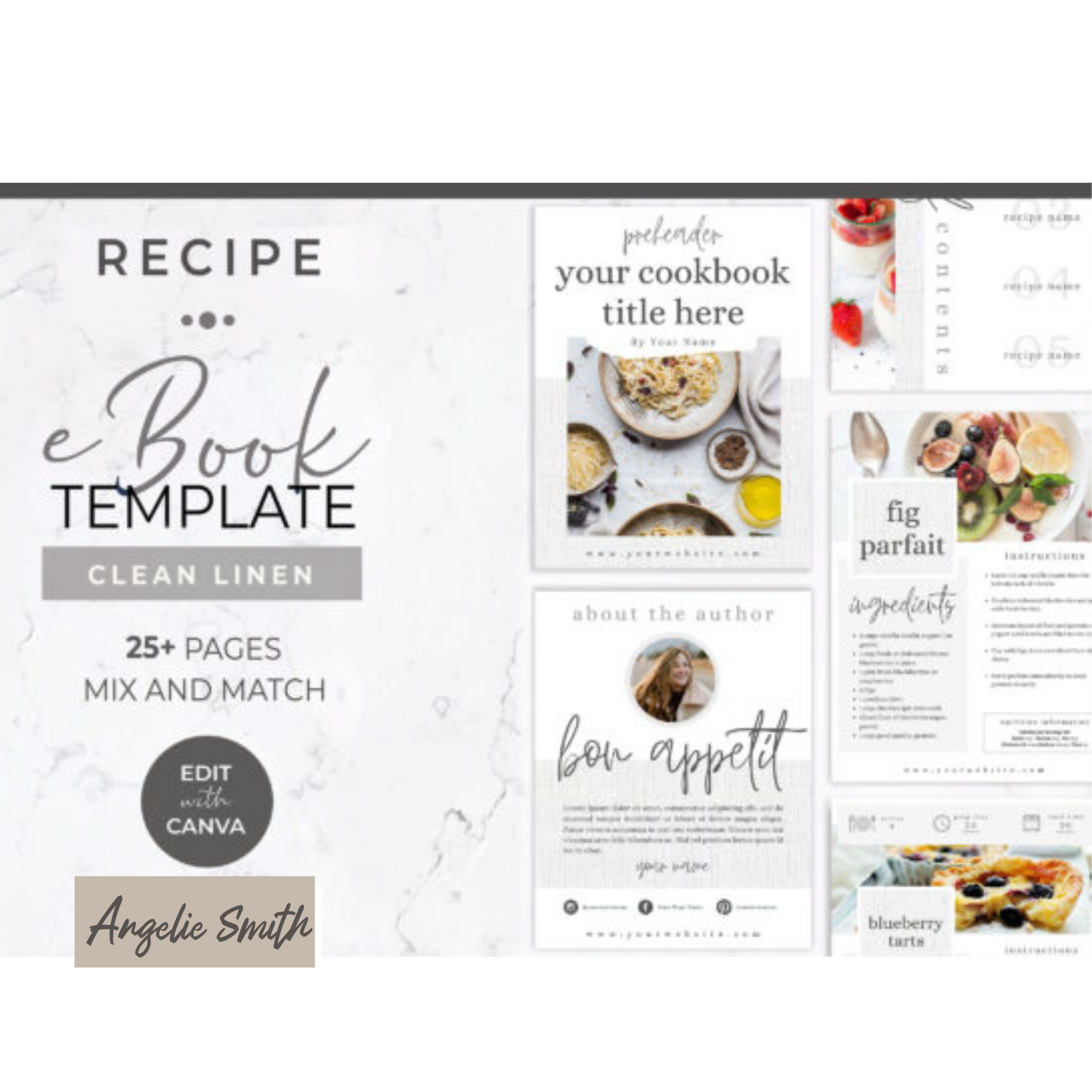 Recipe eBook Template for Canva, Delicious Meals in 25 pages