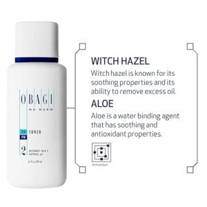 Obagi toner gently soothes and revitalizes skin with aloe and witch hazel, ideal for daily use.