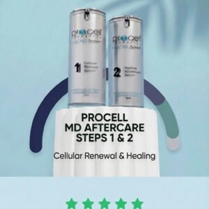 Minimalist skincare setup showing products used between microchanneling sessions.